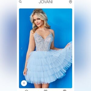 Jovani Silver and light blue Mini Dress